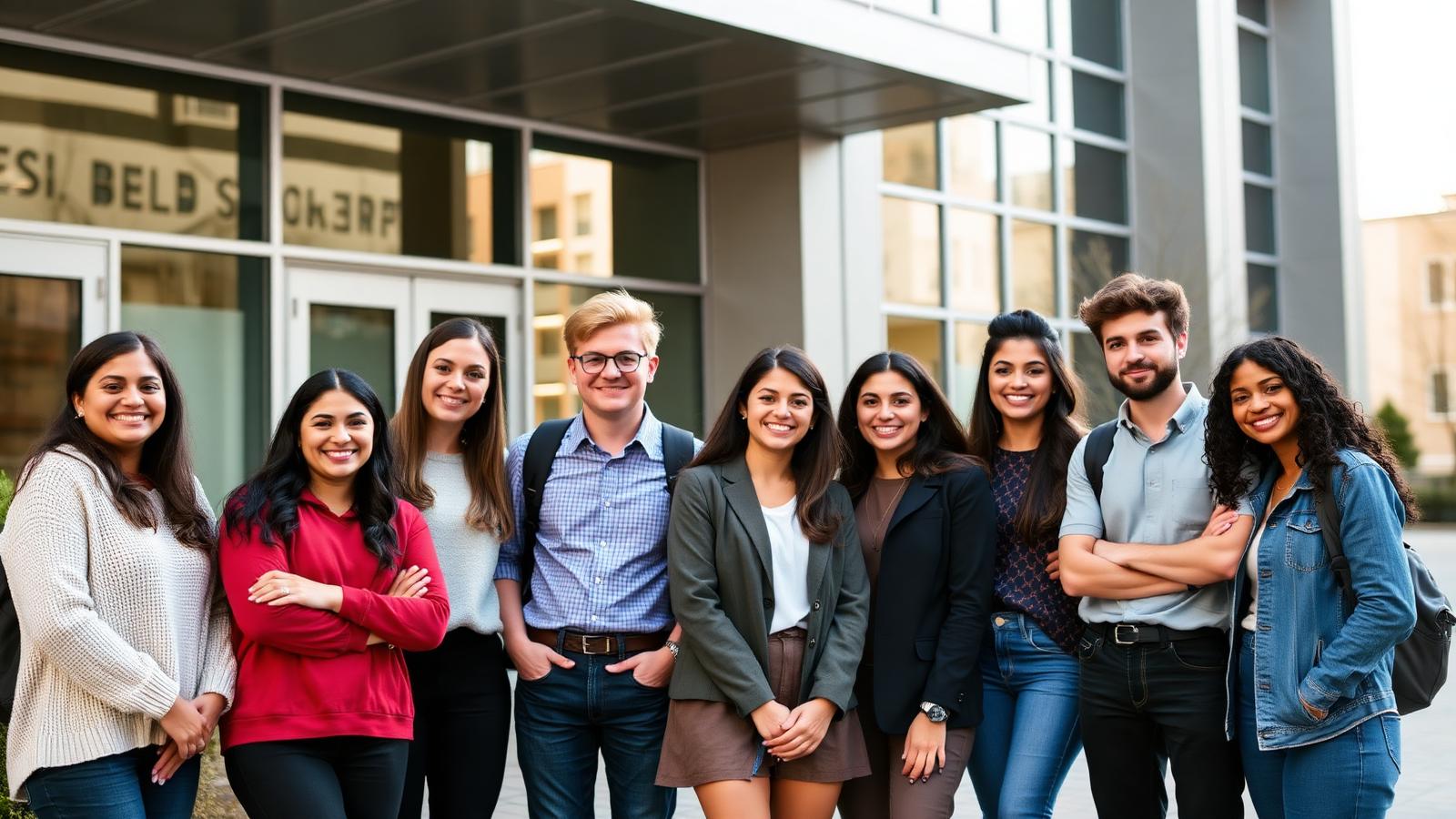 Groupe d'étudiants de SPH Business School devant le campus