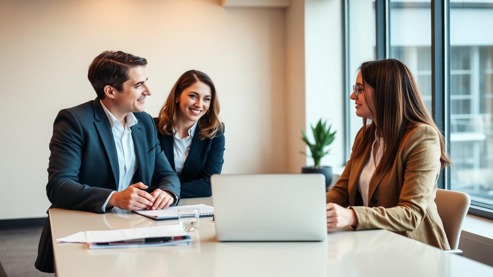 Rendez-vous de négociation commerciale entre conseillers et clients