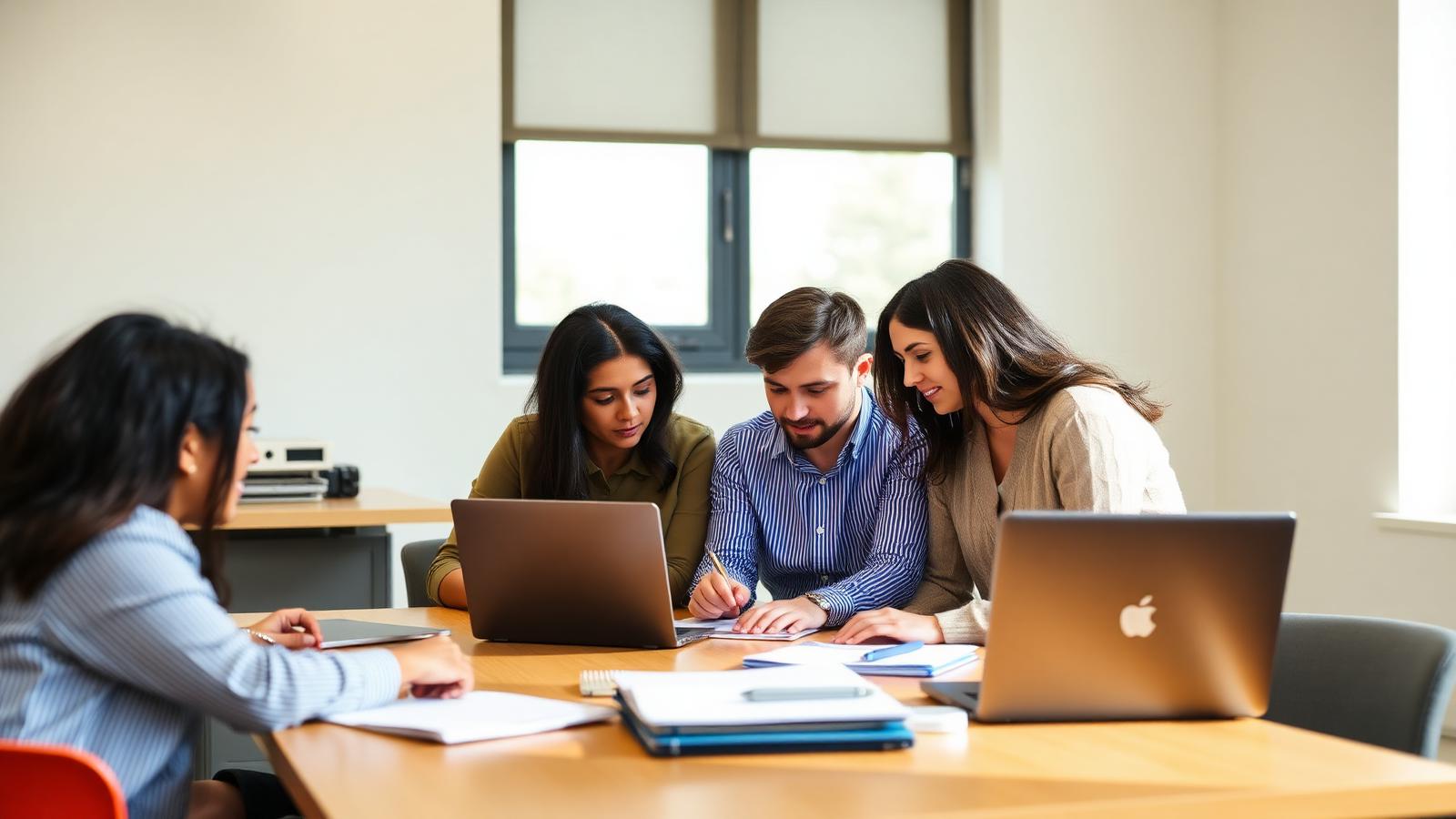 Étudiants de SPH Business School en travail de groupe pendant un cours